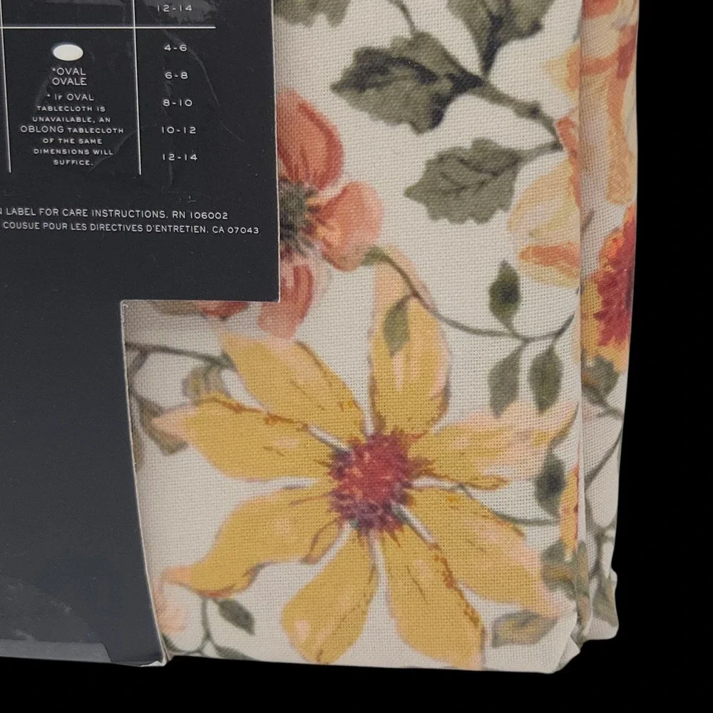 Nicole Miller Summer Autumn Floral Tablecloth 60x84in Oblong Multi‎